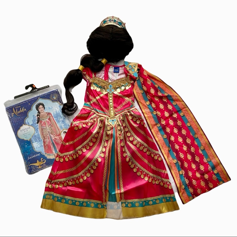 Disney Live Action Aladdin Princess Jasmine Dress Crown Wig Toddler Girl Costume